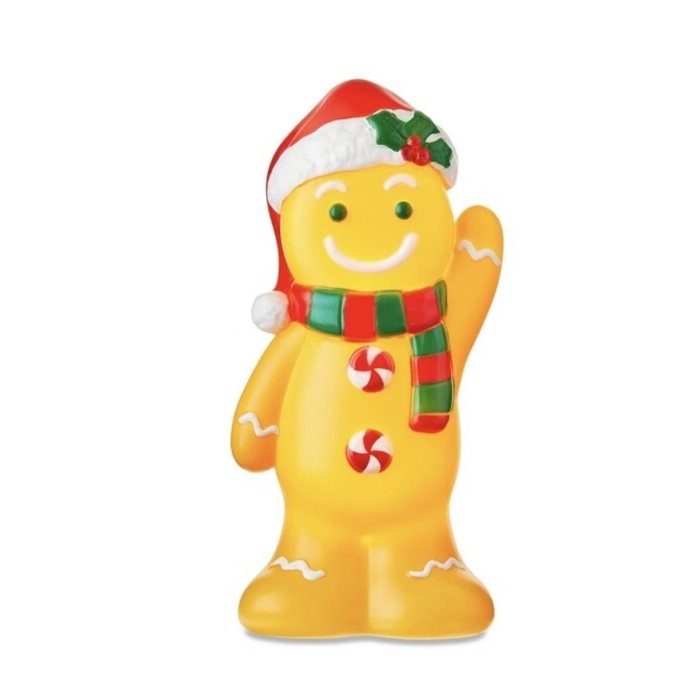 Christmas Holiday Time 11" Blow Mold Table Top Gingerbread Man Lights Up LED NEW